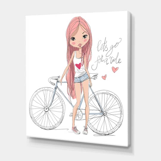 Designart - Young Girl With Bicycle